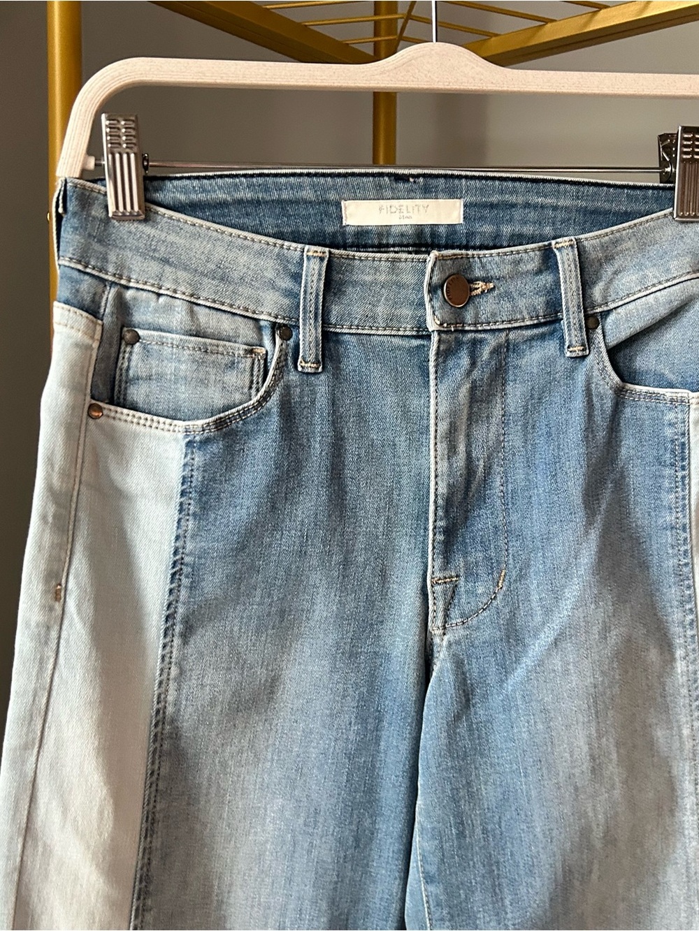 Fidelity Denim Katie Light and Medium Wash Two-Tone High Rise trouser Jeans 26 - Picture 7 of 8